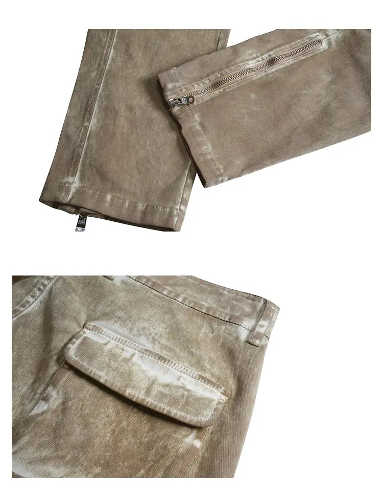 Readymade Dyed And Worn Overalls Casual Pants For Men
