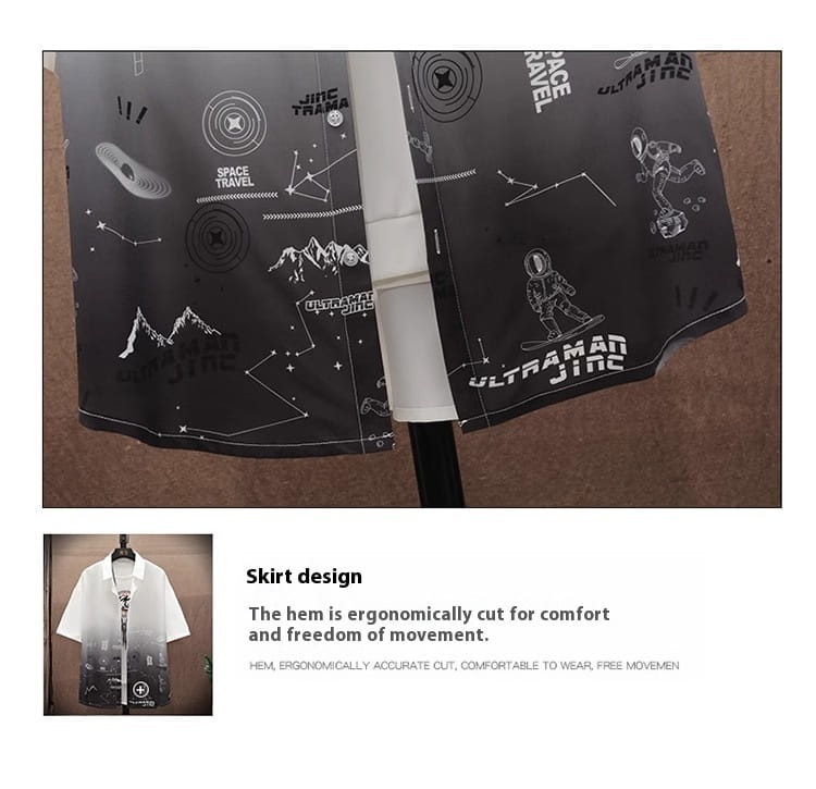 Summer Thin Ice Silk Shirt Loose Collar T-shirt Fattening Type Fat Man