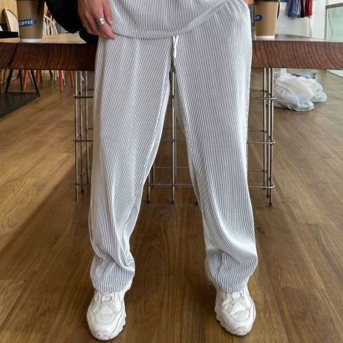 Drapey Short Sleeve Trousers Casual Two Piece Suit - Silver White Trousers / M
