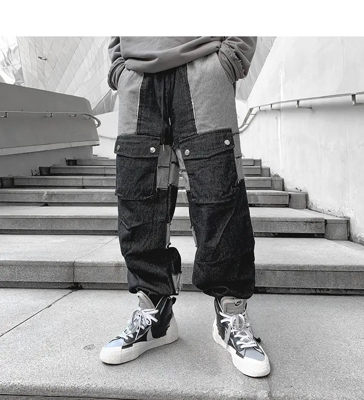 Fringed Patch Lounge Pants Jeans Wide Leg