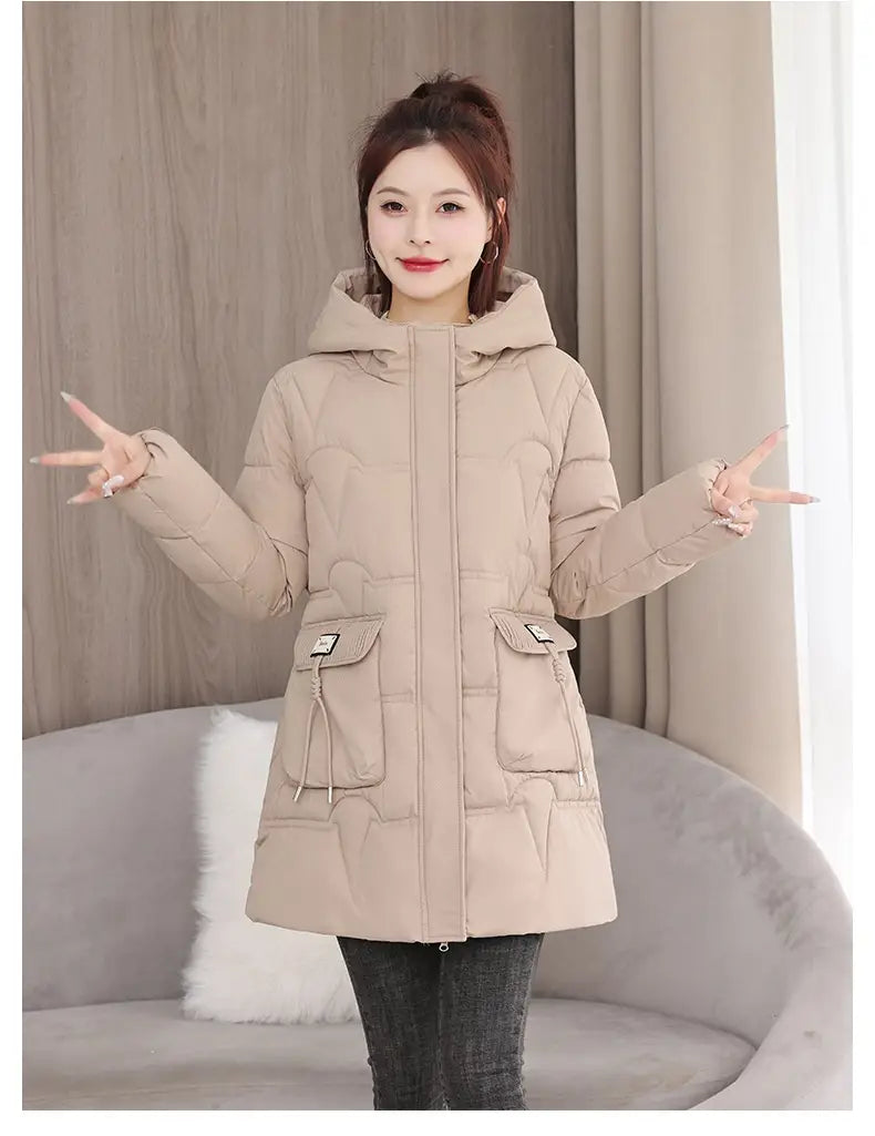 Hooded Down Coat Mid-length Thickened