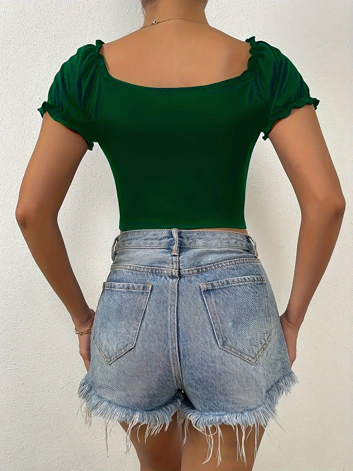 European And American Women’s SpringSummer New V-neck Short Sleeve Loose Top
