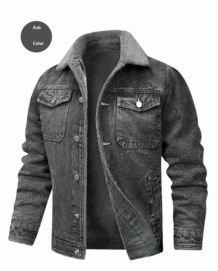 Denim Coat Fleece-lined Men Fashion Brands Jacket