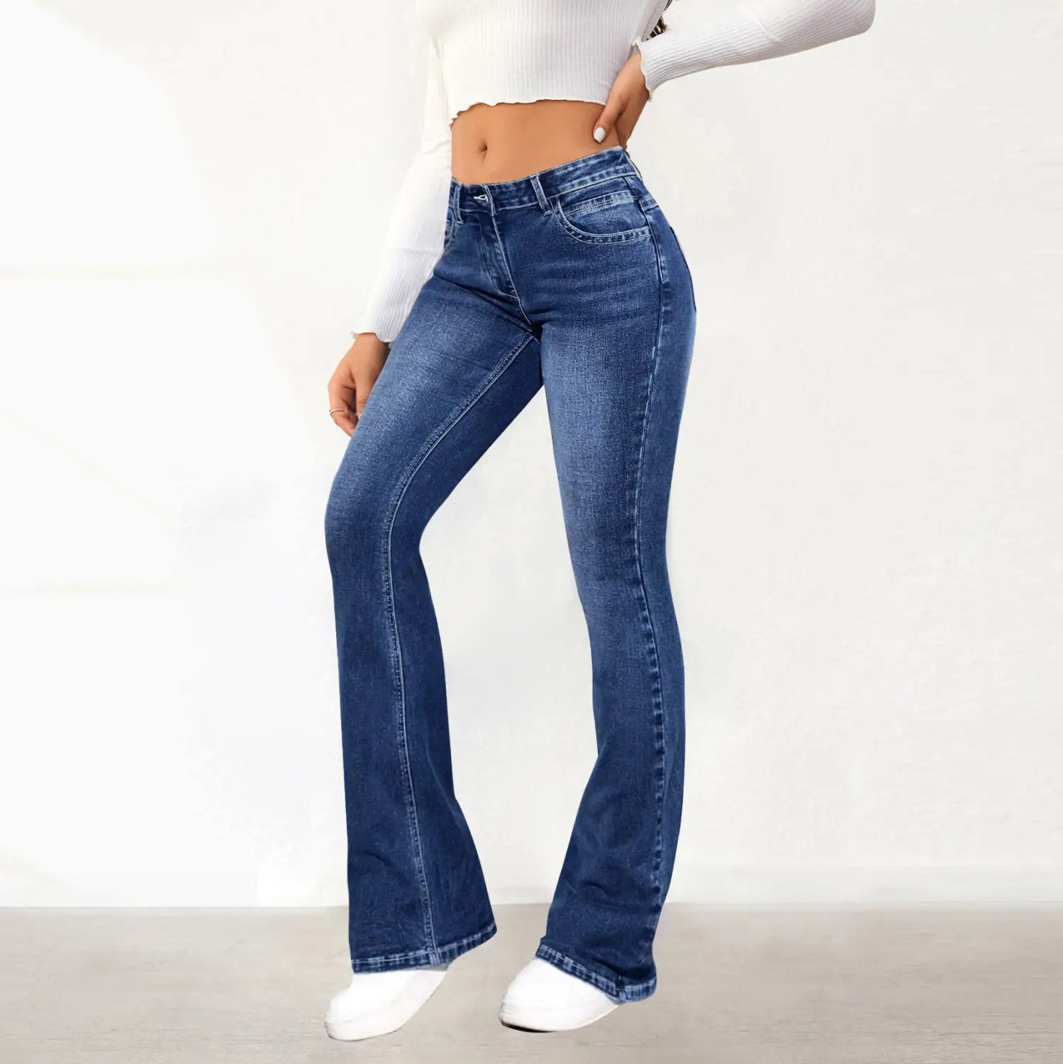 Women’s Stretch Pants Denim Retro Washed