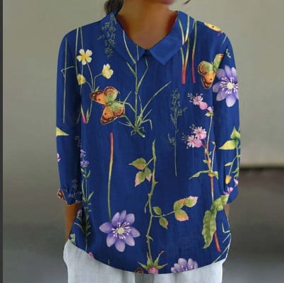 Women’s Fashionable Retro Chinese Style Floral Print Shirt