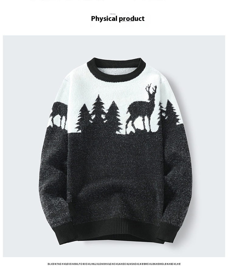 Men’s Round Neck Jacquard Pullover Sweater