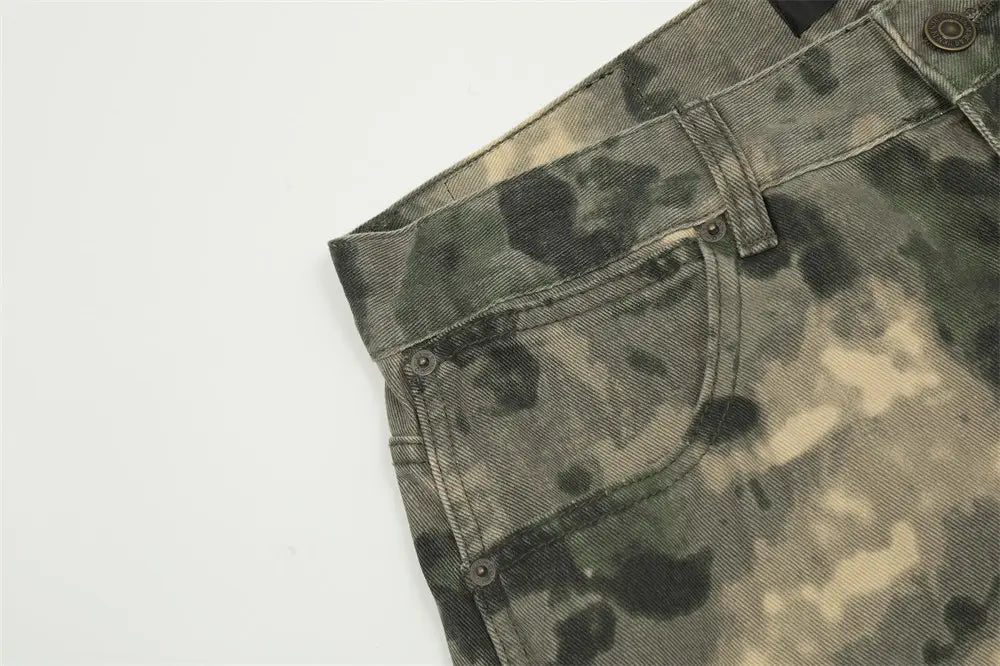 Mountain Outdoor Multi-pocket Workwear Tie-dye Camouflage Pants Men