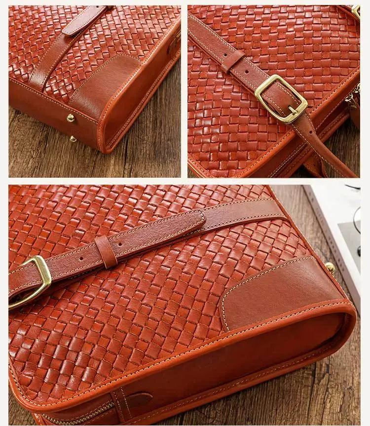 Women’s Hand-woven Handbag Vegetable Tanned Full-grain Leather Cowhide