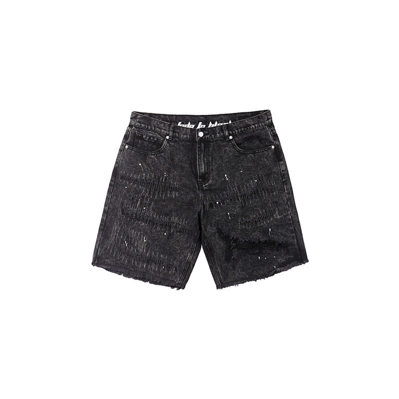 High Street Patch Ripped Washed Distressed Men’s Denim Shorts