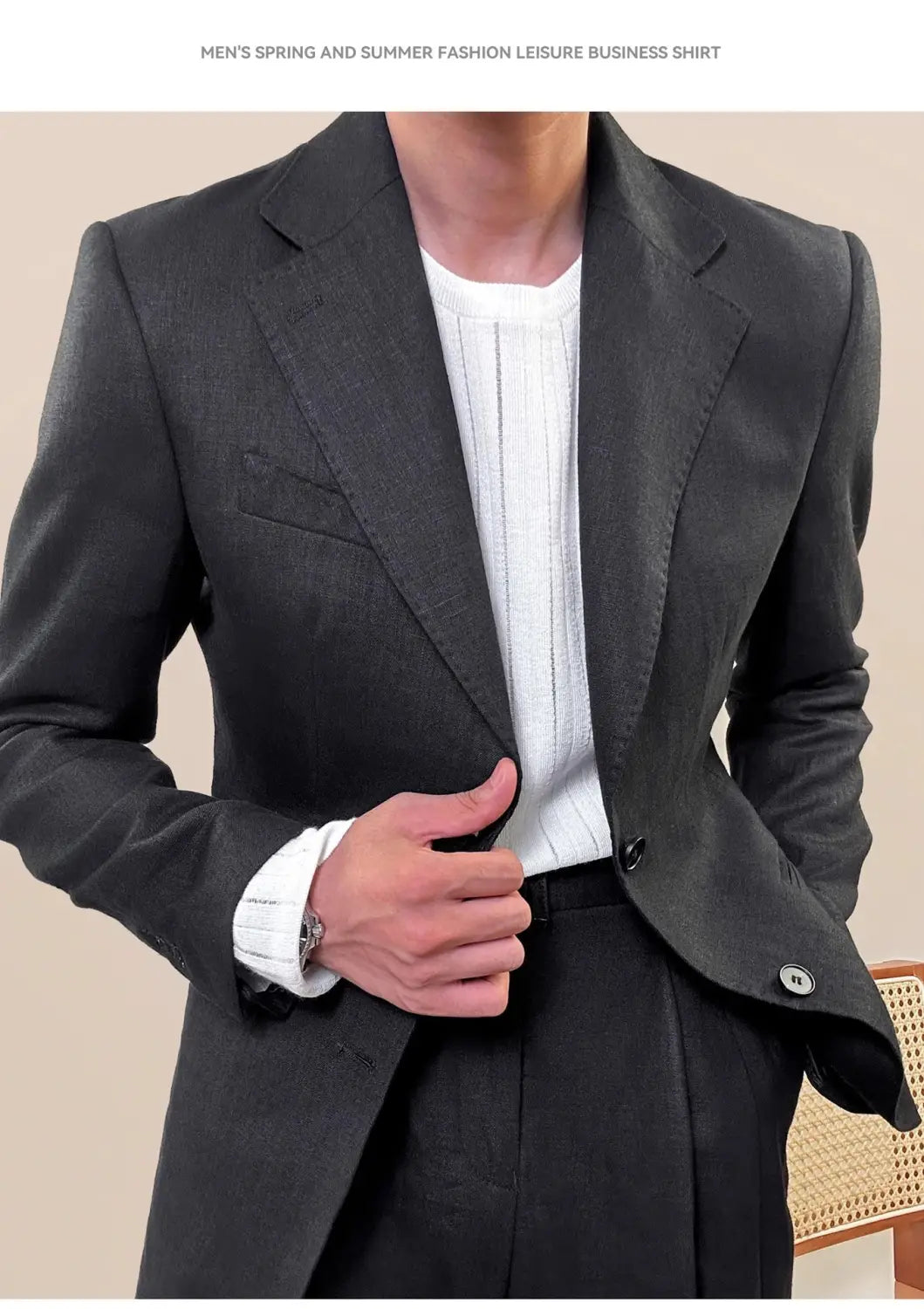 Spring Pure Linen Suit Suit Men’s Solid Color