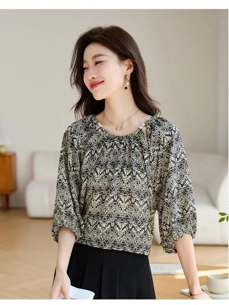 Women’s Loose Slimming 34 Sleeves Shirt