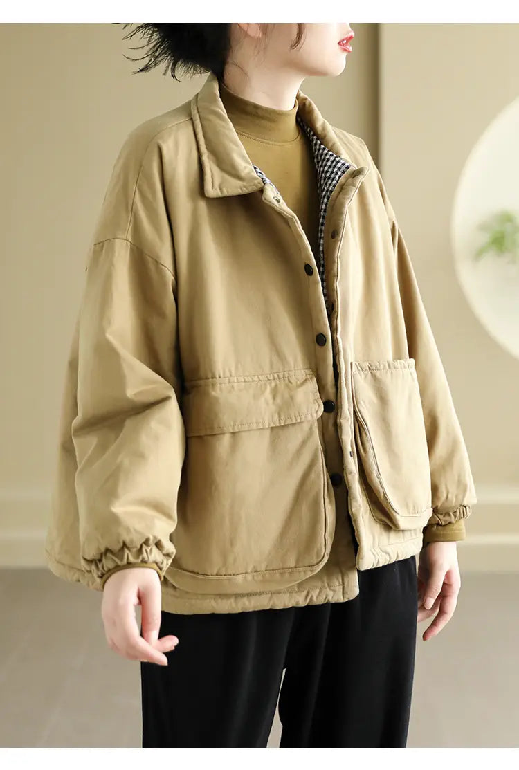 Women’s Thickening Plus Size-pocket Loose And Warm Cotton-padded Jacket