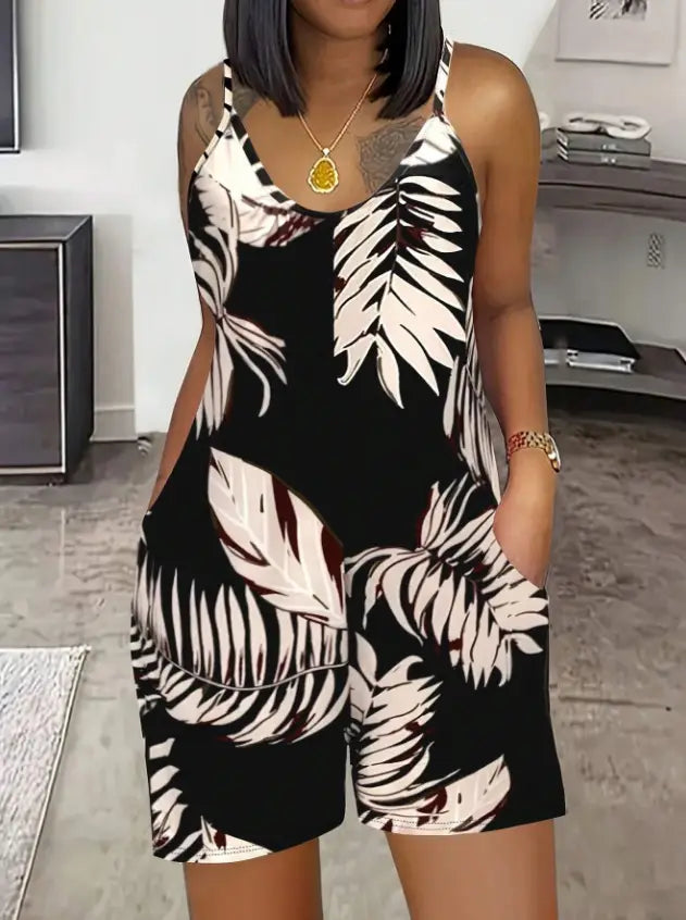 Women Casual All-Over Floral Print Sleeveless Jumpsuit