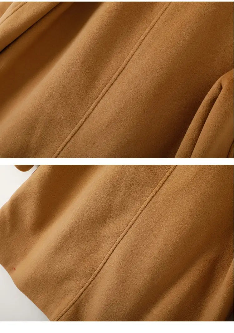 Korean Style Wool Double Breasted Coat For Women