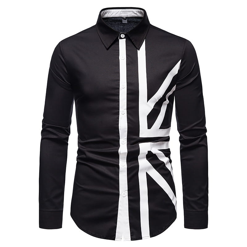 Hollow European Size Men’s Trend Stitching Long-sleeved Shirt Western Denim Shirt