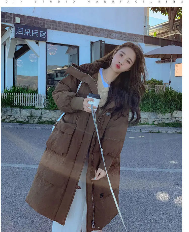 Below The Knee Korean Style Fashion Loose Cotton Coat