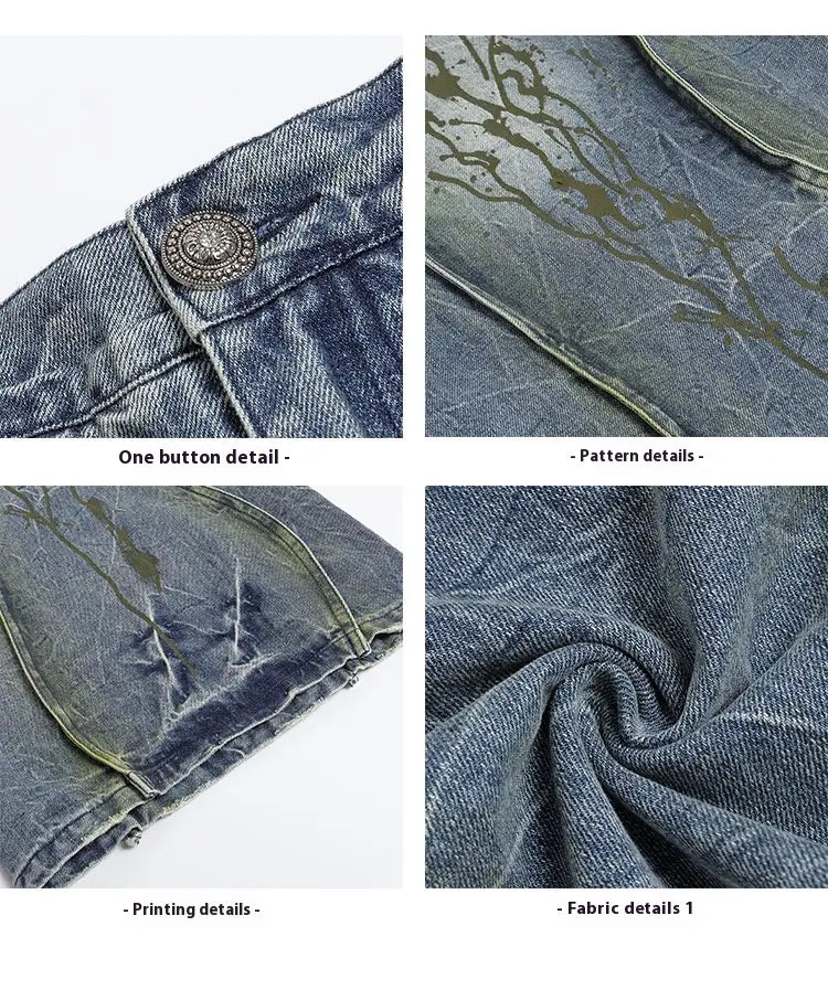 American Street Dirtyfit Heavy Industry Washed Distressed Wide Leg Jeans Design Sense