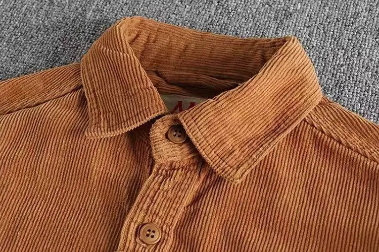 Retro Washed Corduroy Long-sleeved Shirt For Men