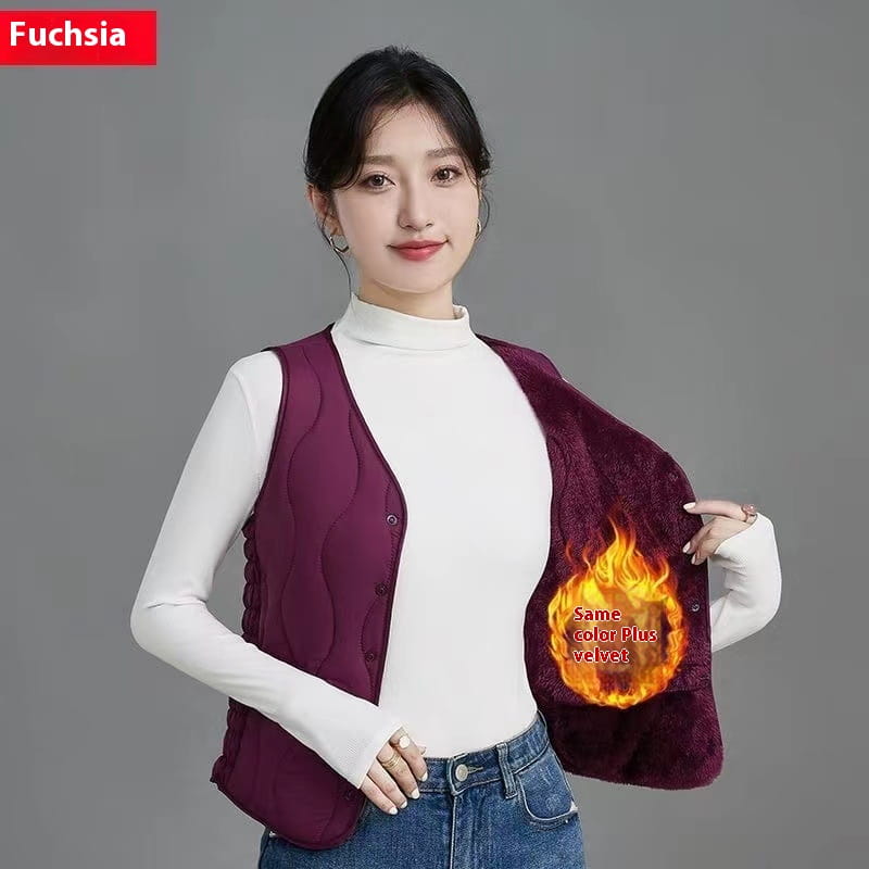 Fashion Fleece Lined Padded Warm Keeping Slim Women Vest