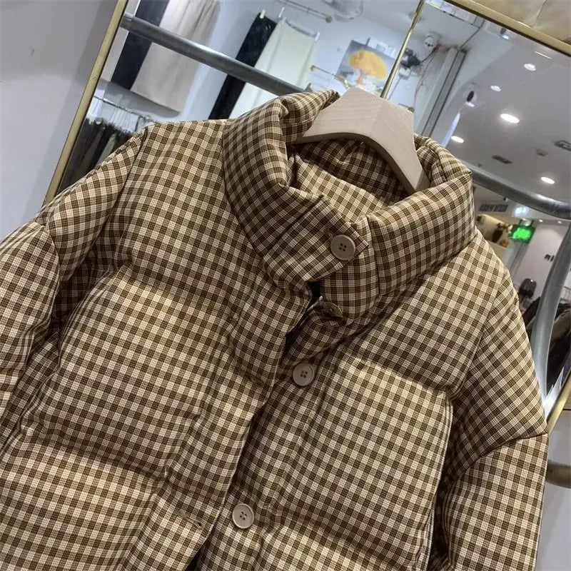 Thickened Puffer Jacket High Waist Cropped Cotton Jacket
