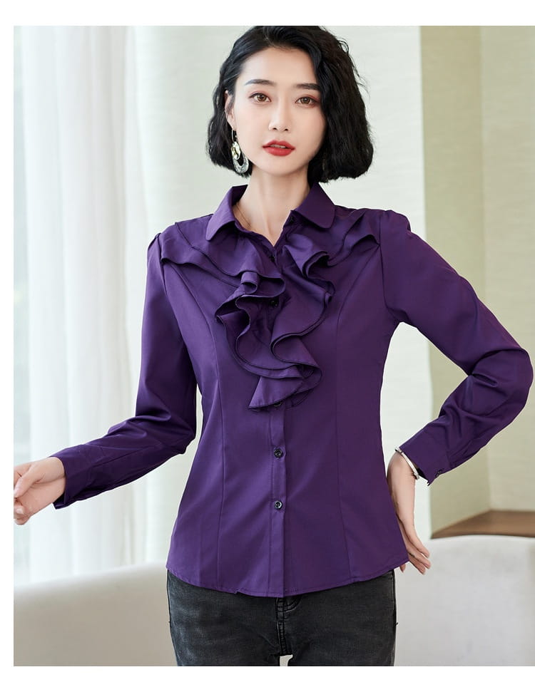 Women’s Shirt Long Sleeve Casual Ruffles Business Shirt