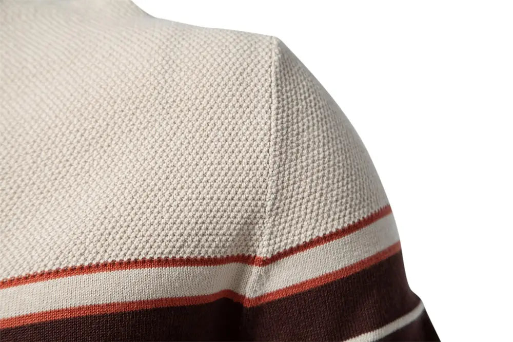 Men’s Fashion Casual Striped Color Matching Long-sleeved Sweater