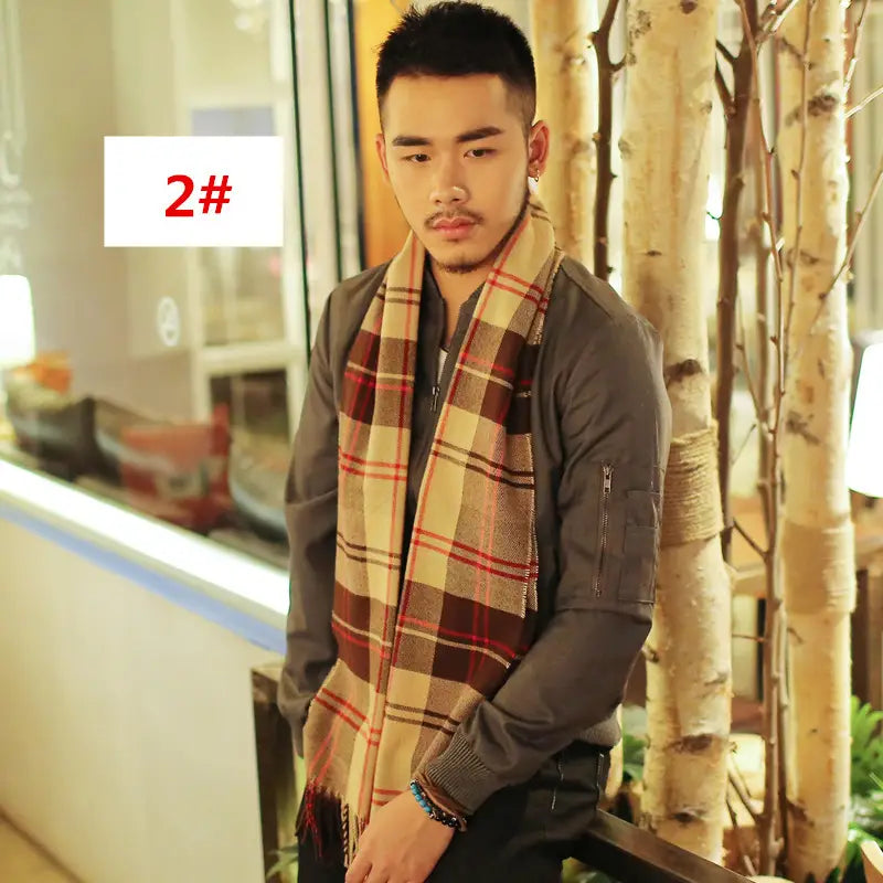 Men’s Fashion Casual Warm Plaid Scarf