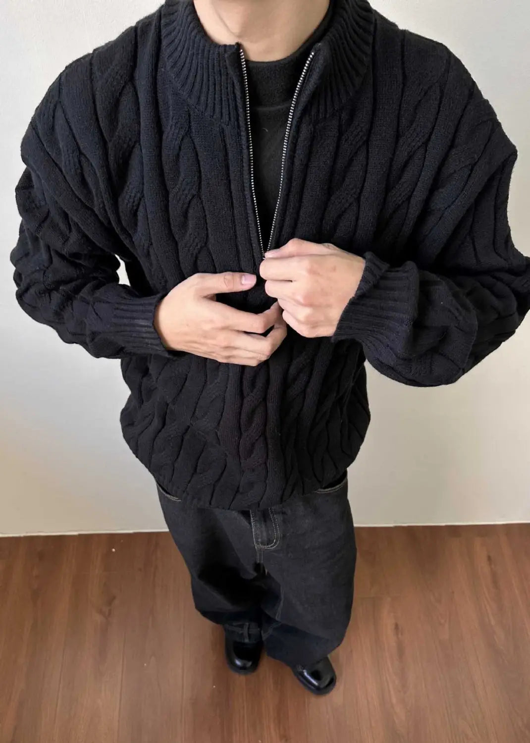 Loose Feeling Old Money British Half Zipper Heavy Sweater