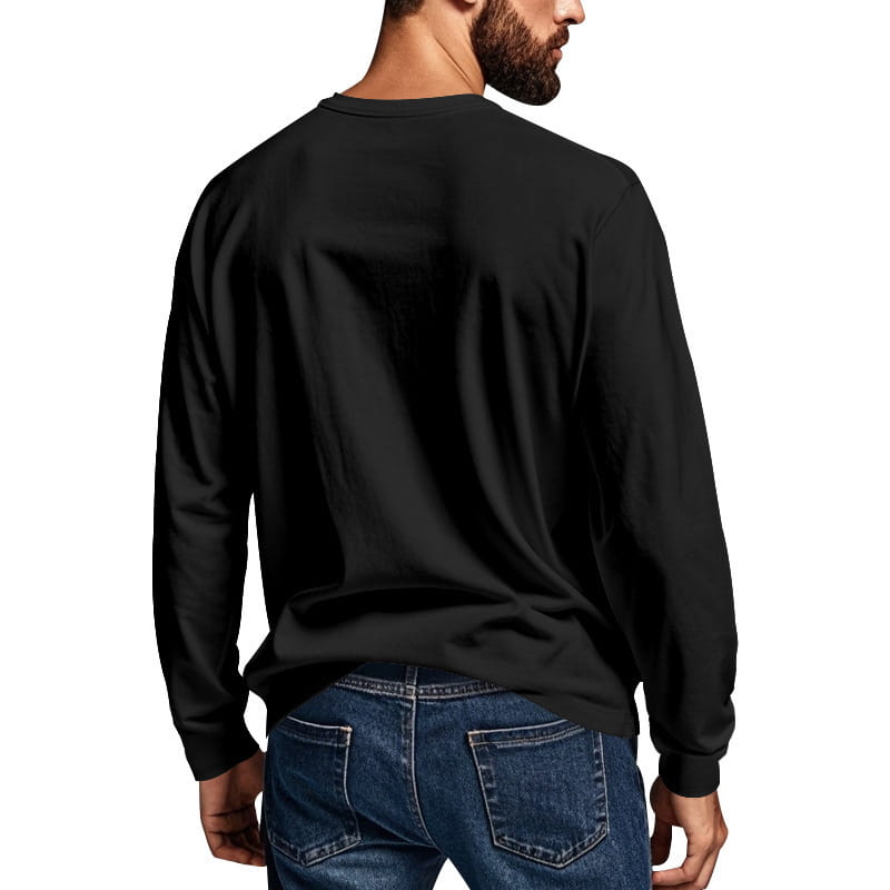 Men’s Spring And Autumn Henley Shirt Long Sleeve