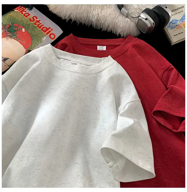 Stone Washed Ice-feeling Tencel Cotton Ice Silk Short Sleeve T-shirt