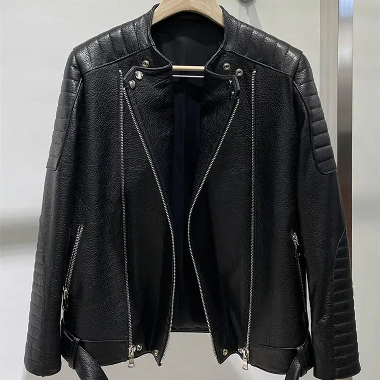 Men’s Sheep Bubble Cropped Leather Jacket