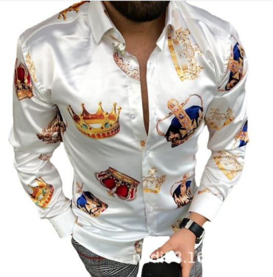 European And American Men’s Long-sleeved Shirt Casual Printing