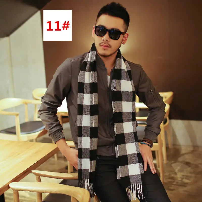 Men’s Fashion Casual Warm Plaid Scarf