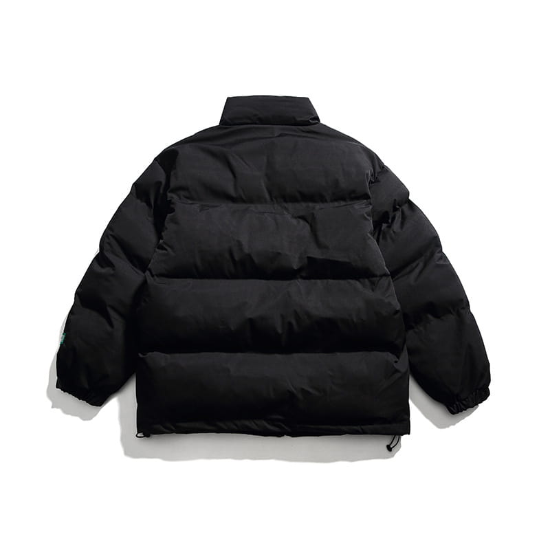 Men’s Solid Color Racing Elements Embroidered Letter Stand Collar Jacket