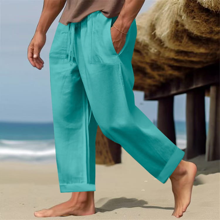 Men’s Linen Pure Color Comfort Breathable Casual Pants