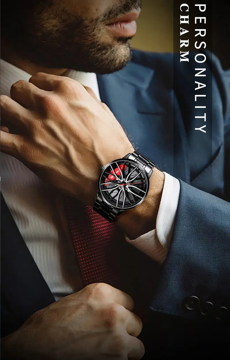 Rotating Red Pointer Quartz Watch For Men