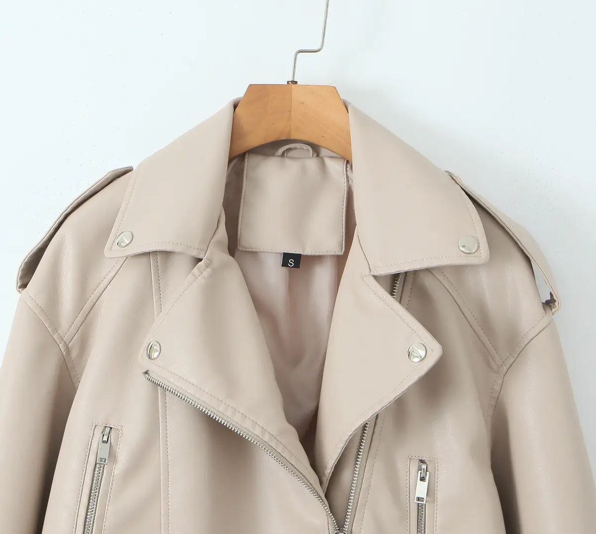Fashionable Washed Faux Leather Motorcycle PU Zipper Jacket