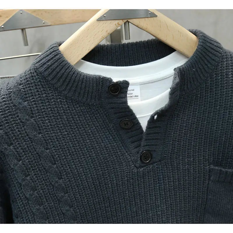 American Style Retro Pullover Men Fashion Brands Loose Pockets All-match Casual Sweater