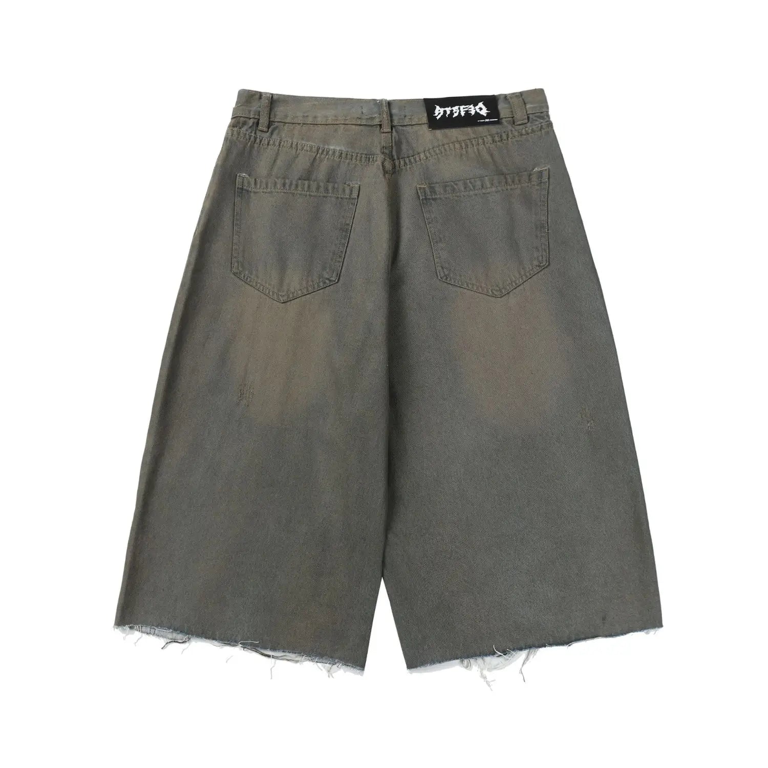 Retro Dirty Dyed Washed Denim Shorts Loose Straight
