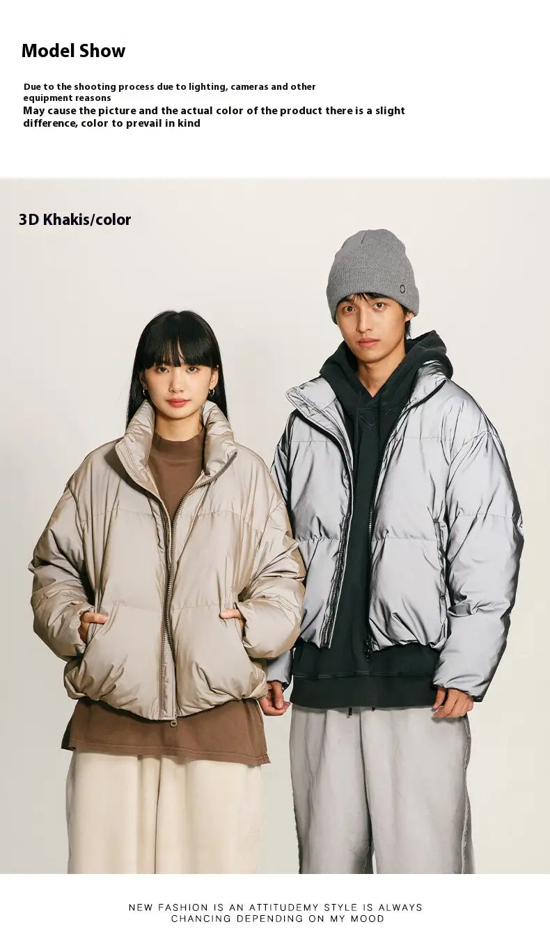 Mechanical Style Winter Down Jacket Women’s White Duck Down Thickened Reflective Coat