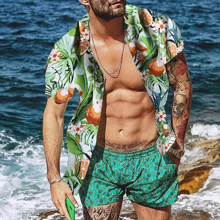 Men’s Shirt Hawaiian Lapel Short Sleeves