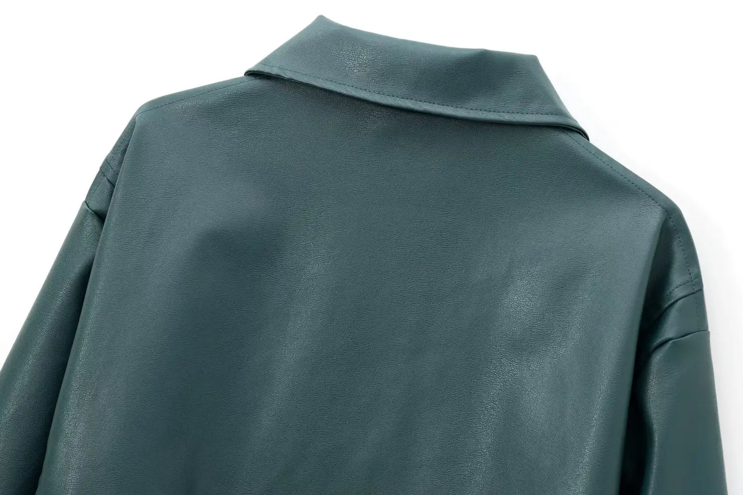 Women’s Lapel Long Sleeve Leather Coat