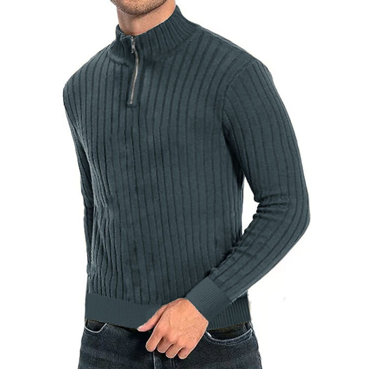 Leisure Pullover Men’s Half-high Collar Zip Sweater