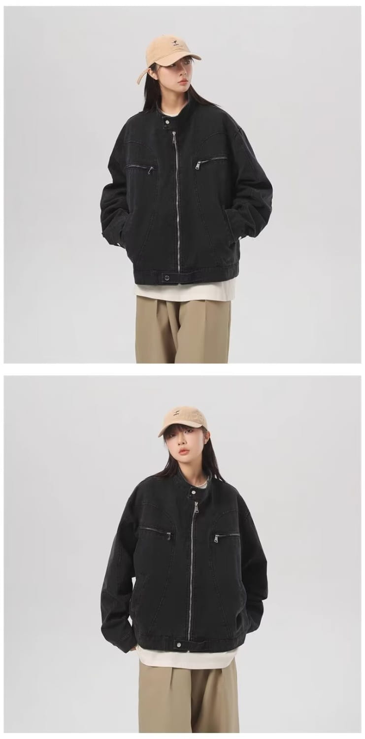 American Retro Washed Short Denim Coat