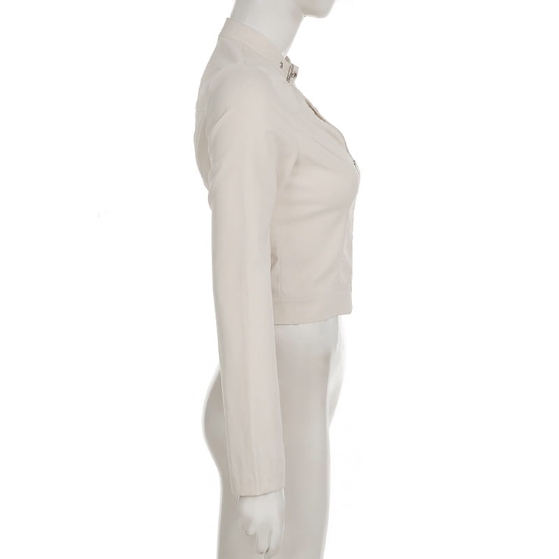 European And American Hot Girl Fan Solid Color Jacket Small Stand Collar