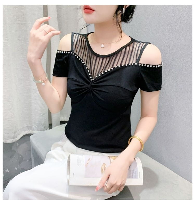 Fashion Hot Girl Sexy Off-shoulder T-shirt Women’s Summer