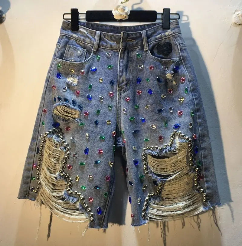 Blue Denim High Waist Pants Luxury Clothing For Women