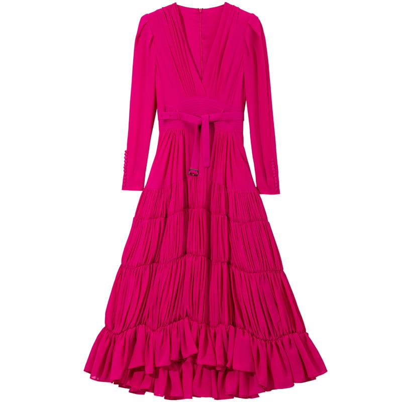 Long Sleeve Dress With Belt For Women