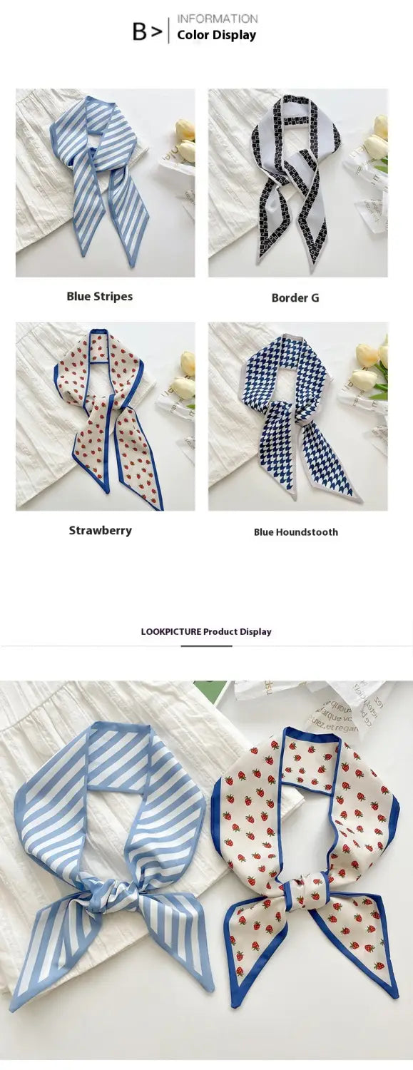 Silk Scarf Women’s Long Ribbon Fresh Decoration Hair Rope