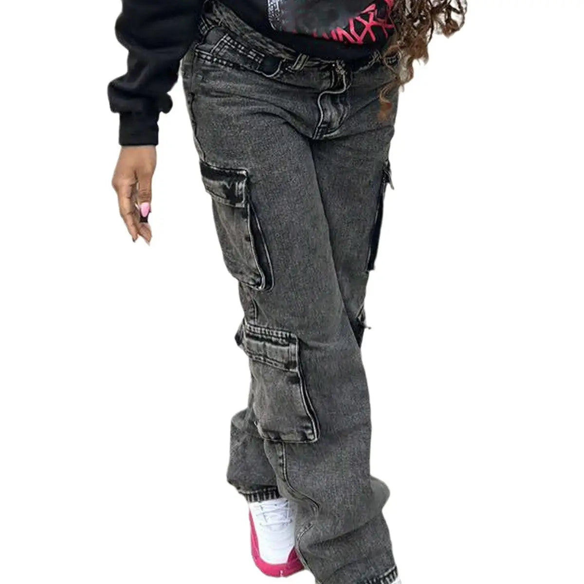 Women’s Fashion Casual Retro Denim High Waist Straight Pants